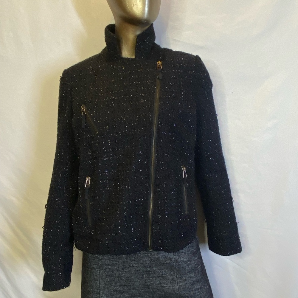 I Heart Ronson Black Blazer Asymmetrical Zipper Fitted